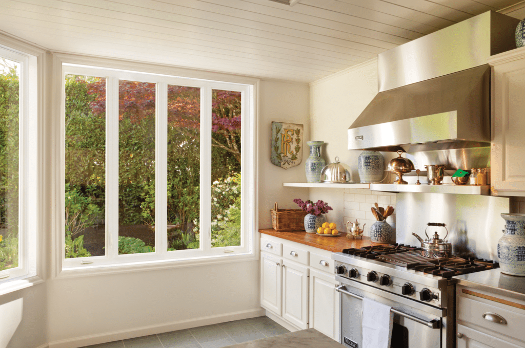 Residential windows in Indianapolis in a kitchen.  This is a 4-lite casement window.